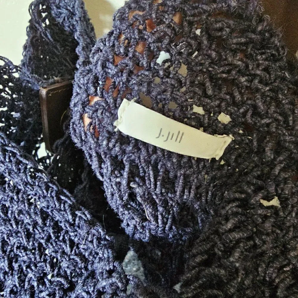 EUC LIKE NEW J. JILL CROCHETED BLUE LARGE TOTE BAG